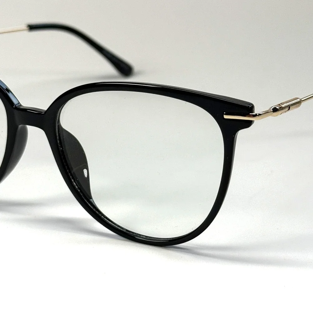 GROYE TR1696 Eyeglasses Frame Only 53-17-140 Black Gold Cat Eye Full Rim
